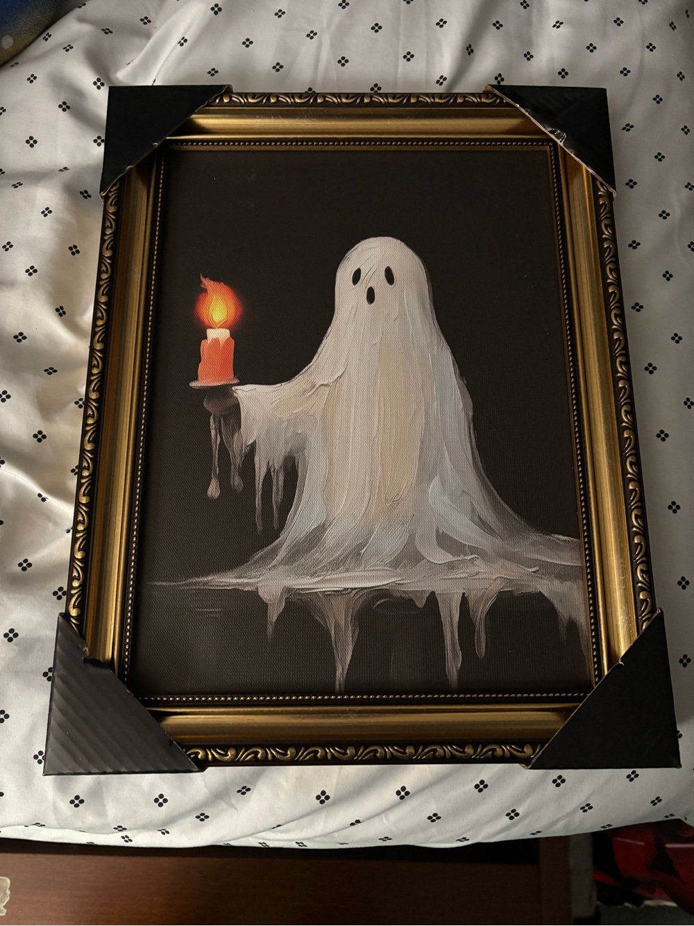 T.J.Maxx Framed Ghost Holding Candle Wall Art